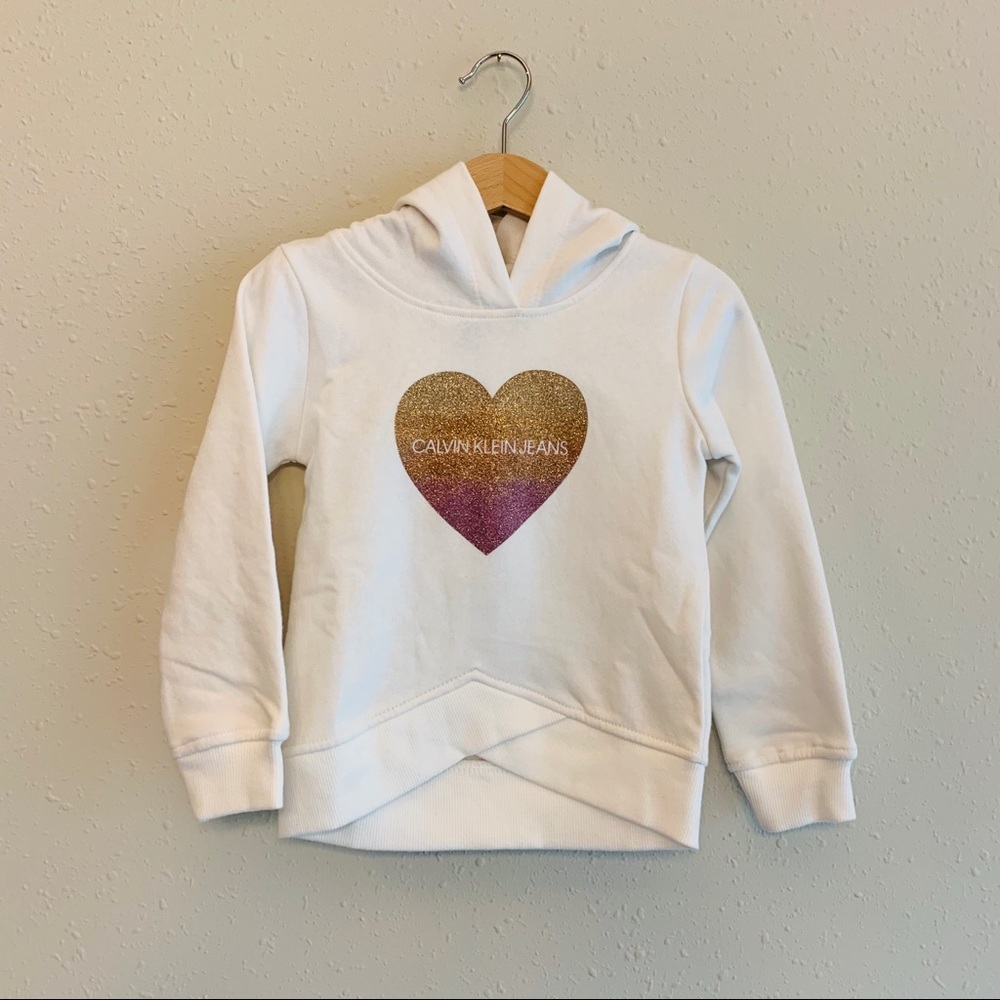 Calvin Klein Girls White Fleece Hoodie Size 4 NWT